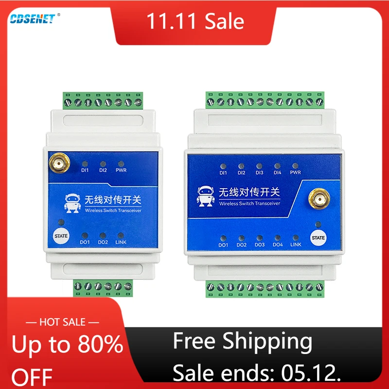 433MHz SX1262 Lora 1/2/4/8 Way Remote Transimisson Switch IO CDSENET E860-DTU Series RS485 Long Distance 5/10km Industrial Grade