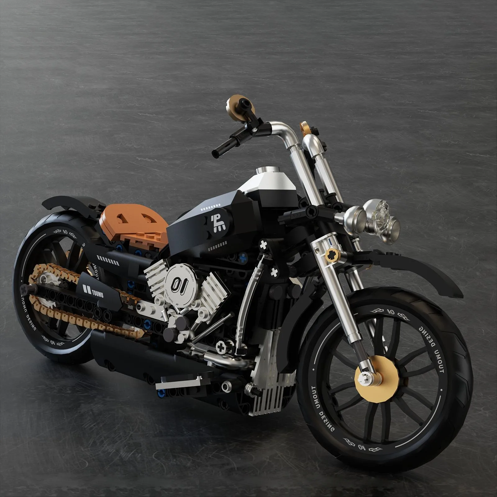 Kit de modelo de bloques de construcción de motocicleta Retro T1007, juguete educativo STEM