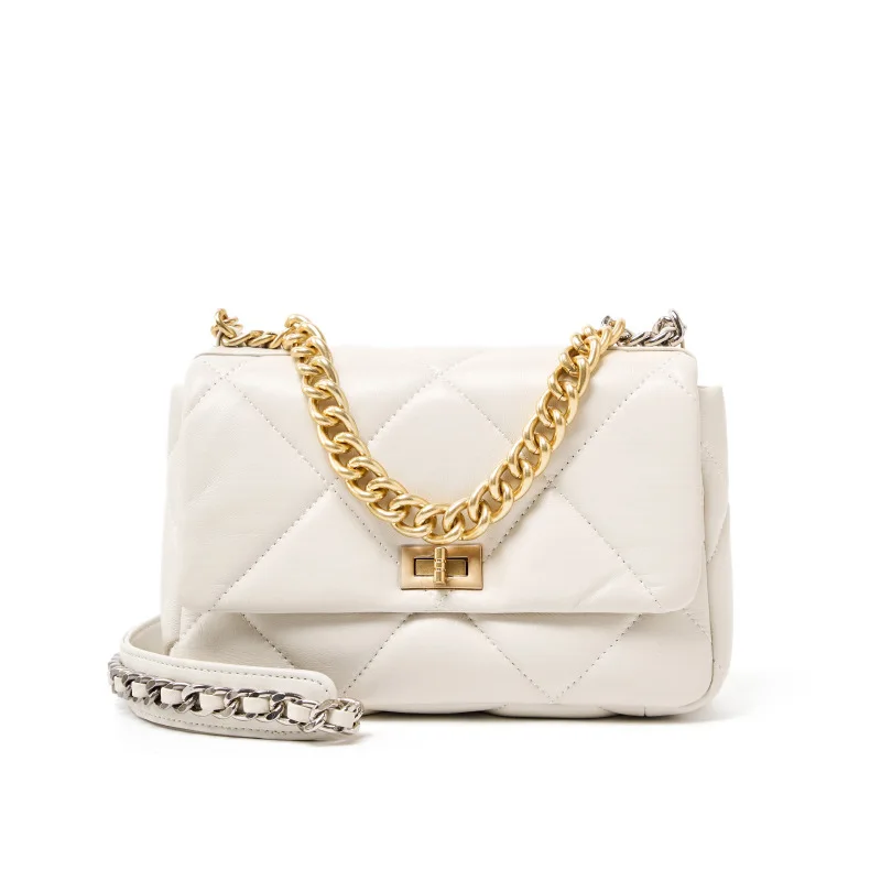 

New Women's Chain Bag, First-Layer Sheepskin Quilted Bag, Genuine Leather Versatile Casual Bag, Trendy Versatile Shoulder Crossbody Bag