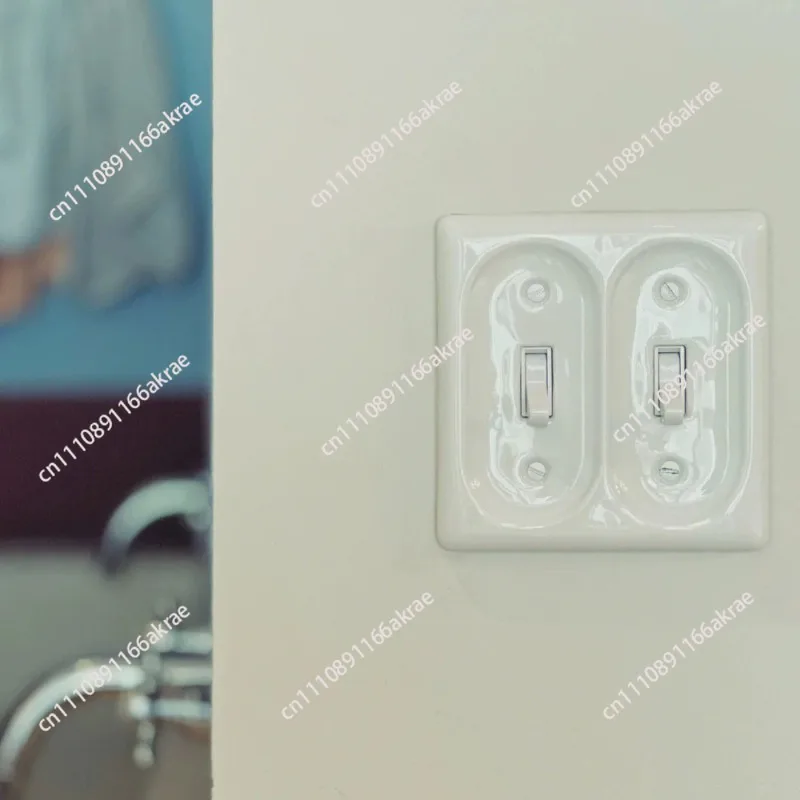 for  Retro Ceramic White Switch Socket 120 Type Double Opening Lever Single Control Dual Control view 3