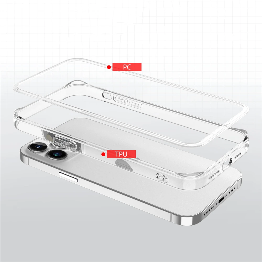 Transparent Silicone Bumper Frame For iphone 15 Pro Max Plus 14 13 12 Mini Slim Soft TPU Shockproof Protective Case