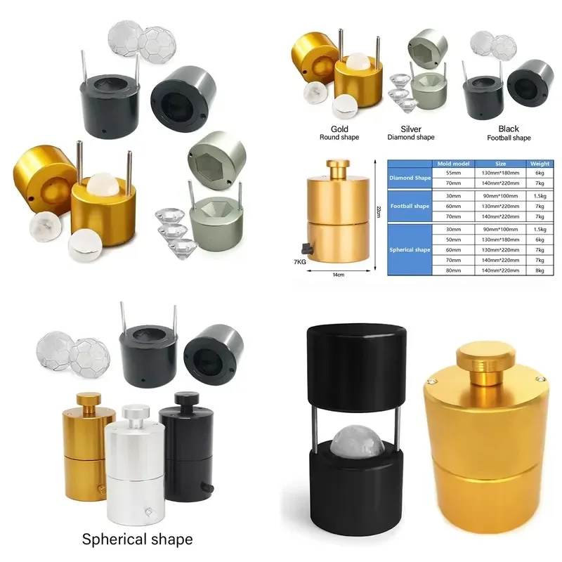 Aluminum Whiskey Ice Ball Maker Round Diamond Mold Press Machine for Hockey Shaped Ice Cubes