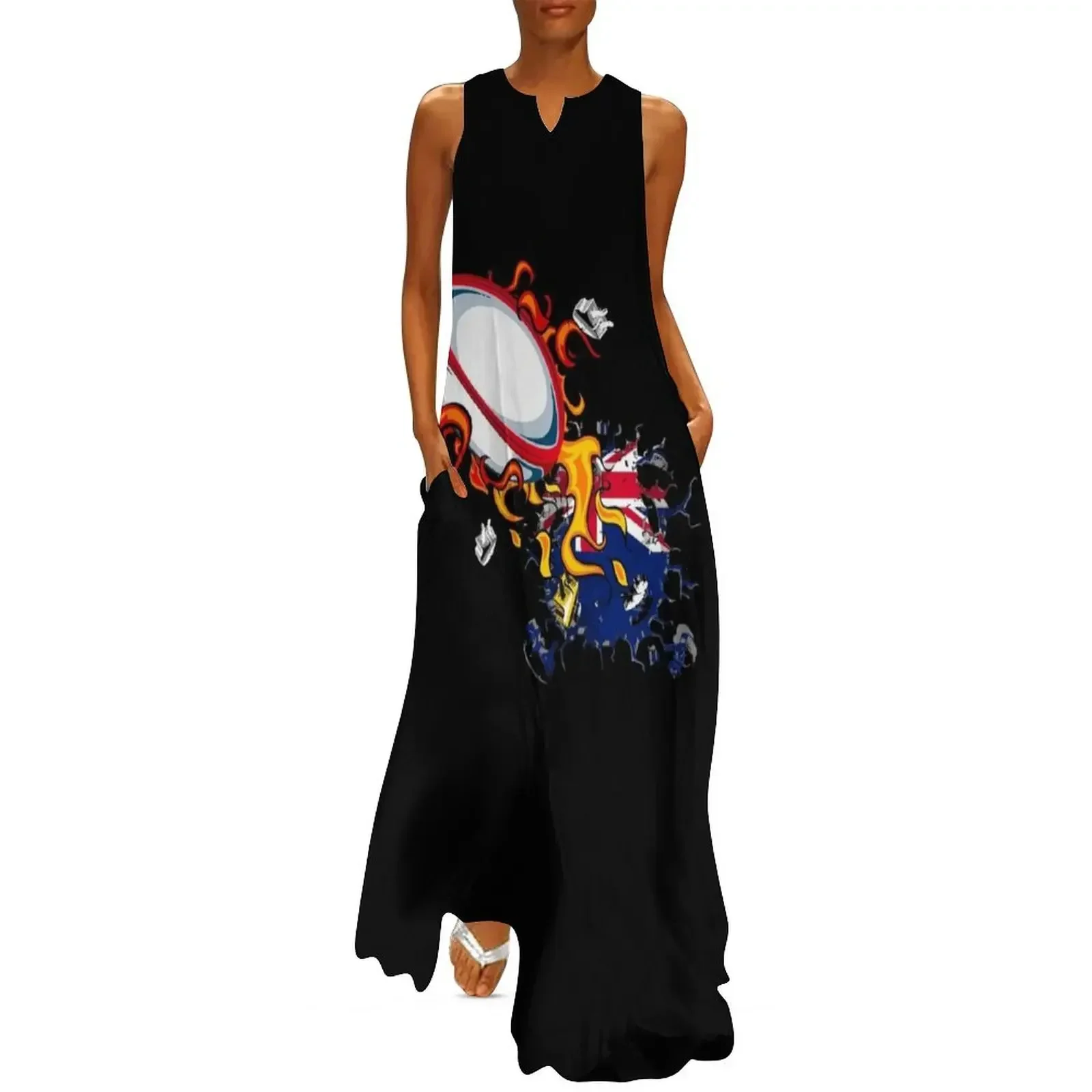 

New Zealand Rugby Long Dress long sleeve dresses birthday dress for women Women long dress summer