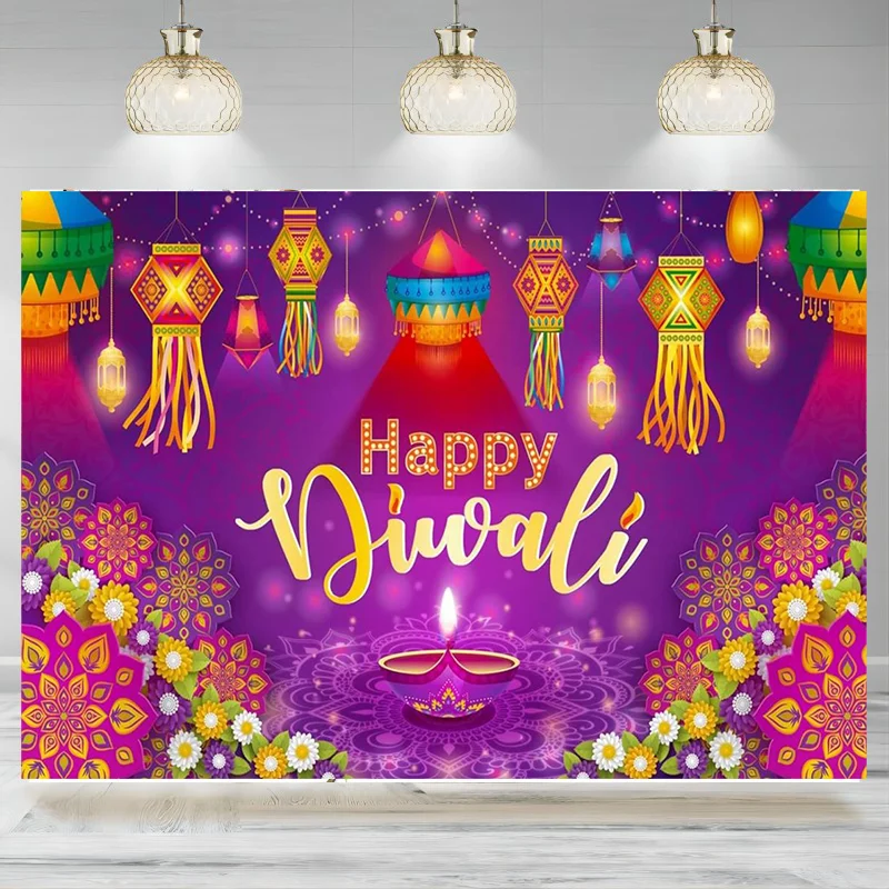 Happy Diwali Backdrop Banner Decor Festival Lights Party Photography Background Decorations Indian Deepavali Lights