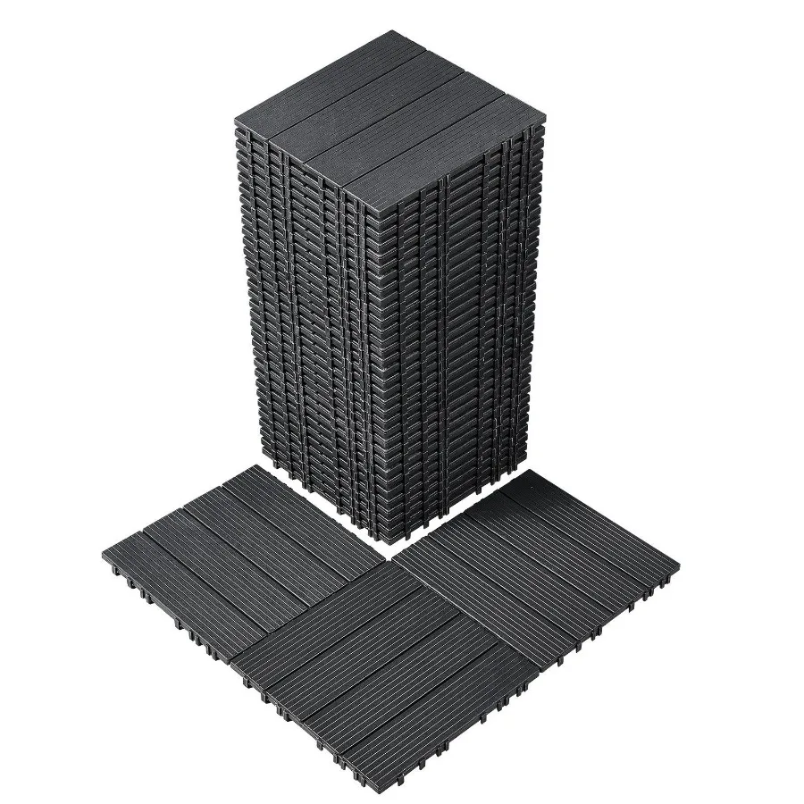 

Interlocking Deck Tiles 36 Pack 12x12 Plastic for Porch Dark Grey