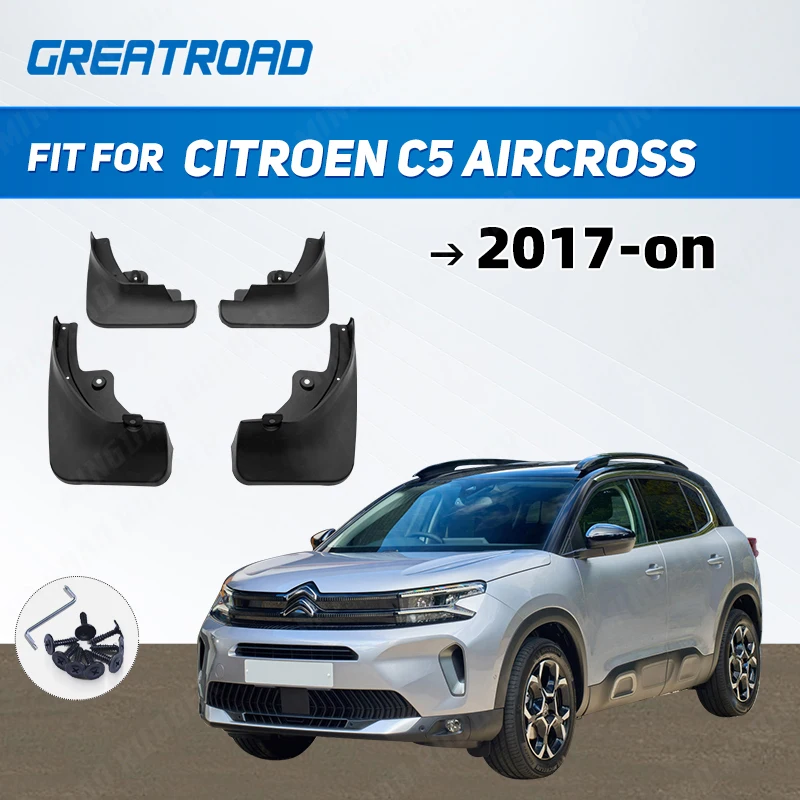 Set Mudflaps For Citroen C5 Aircross 2017 -on Mud Flaps Mudguards Front Rear Flap Baffle Muddy Splash Guards 2018 2019 2020 2021