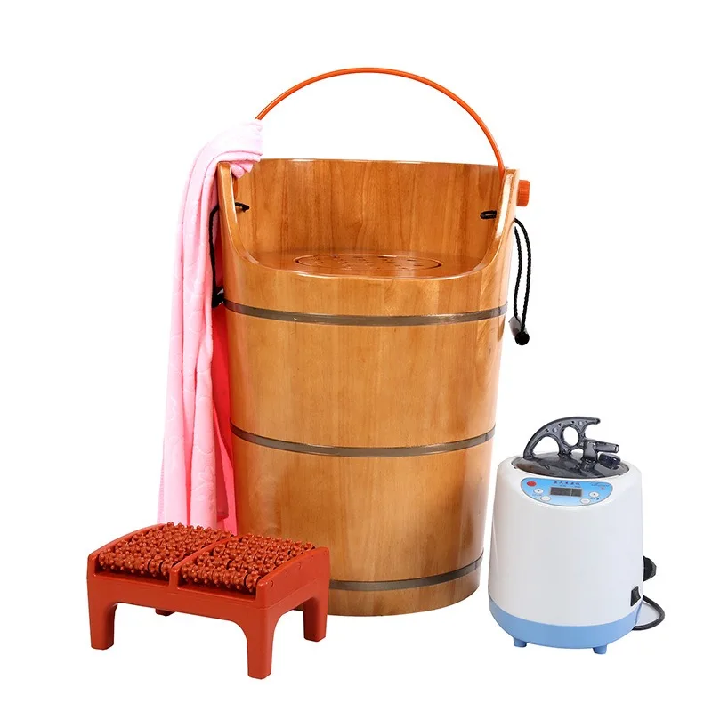Foot soaking wooden bucket, oak fumigation bucket, steam constant temperature heating foot bath foot bath basin