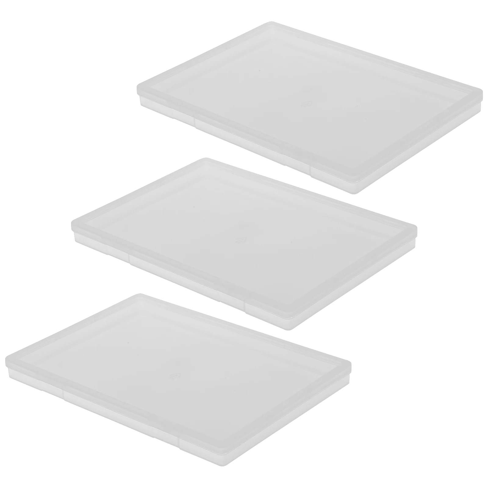 

3pcs Office Storage Box 1.7cm High Transparent PP Material Small Parts Organizer Compact Portable Tool Box Container