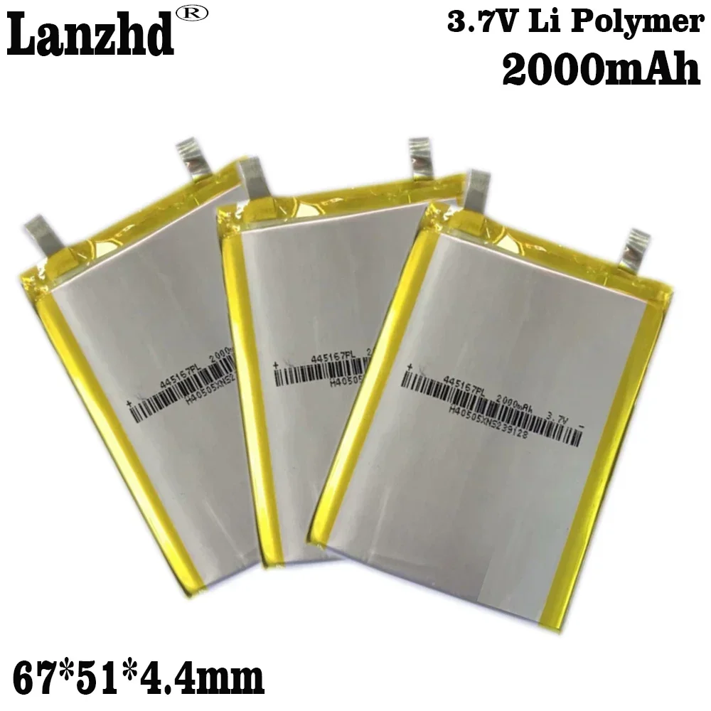 1-10pcs 445167 3.7V 2000mAh (Polymer Lithium Ion Battery) Li-ion Battery For Tablet Pc Mobile phone built-in mobile power supply