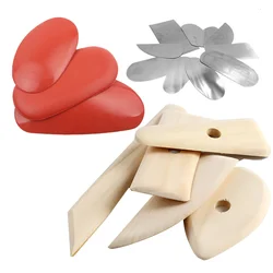 Kit di argilla fatta a mano in legno Ceramica Stampaggio artigianale Raschietto modellante Strumenti per scultura in polimero Set di ceramica ad asciugatura all'aria Forniture fai da te