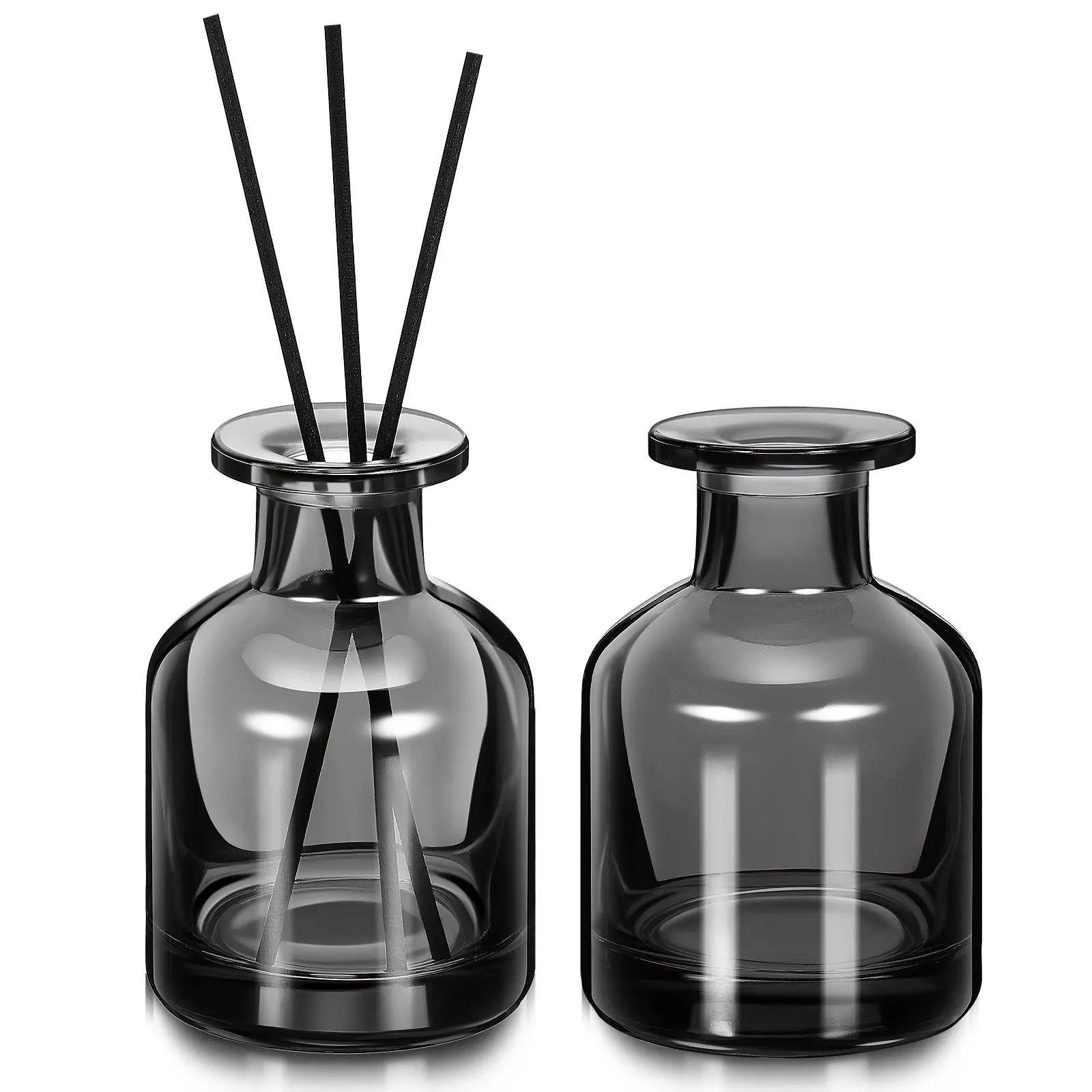 

2Pcs Refillable Glass Reed Diffuser Bottles Cylindrical Empty Aroma Diffuser Jars for Essential Oils Home Office Car Decor