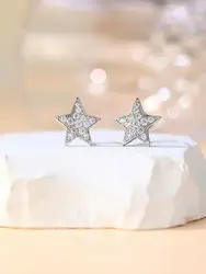 New 2023 Trend Hot Brand Anniversary Gifts Full Zircons White Gold Pure 925 Sliver Meteor Star Earrings For Women Luxury Jewelry