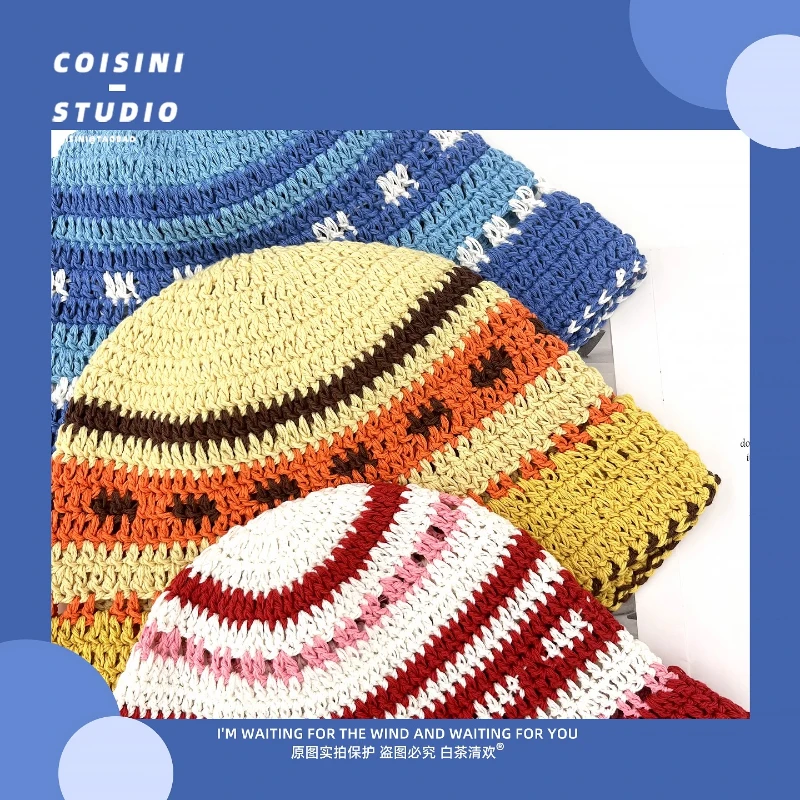 เกาหลีแฟชั่นตัดกันลายถักหมวกผู้หญิงฤดูใบไม้ผลิและฤดูร้อนอเนกประสงค์ครีมกันแดด Breathable ผู้ชายหมวก