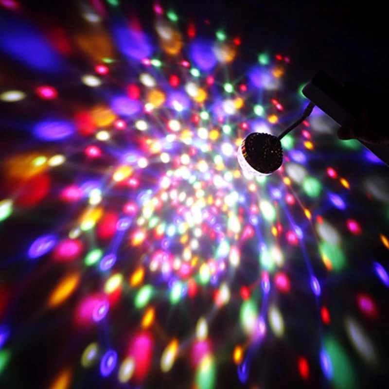 Crystal Ball LED Party Light 360 Rotating Projeção com fontes alimentação USB