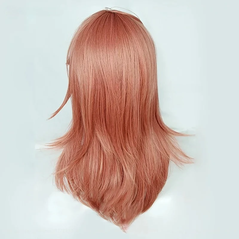 Anime COS ange diable Cosplay perruque ange diable Cosplay 60 cm Orange brun clair Cruly perruques résistant à la chaleur cheveux synthétiques