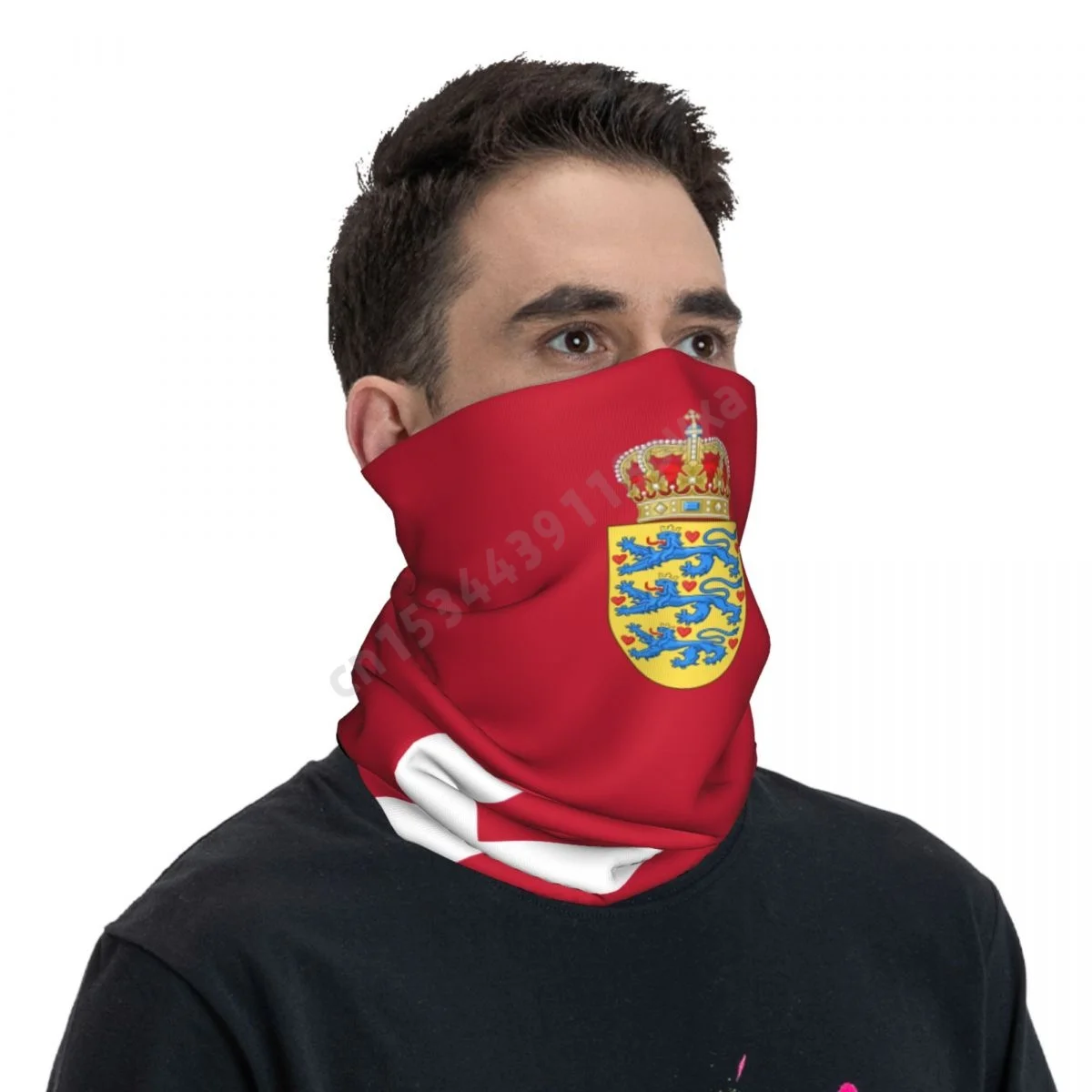 Denmark Flag Danes National Neckerchief Scarf Neck Face Mask Unisex Neck Warmer Seamless Bandana Headwear Cycling Hiking