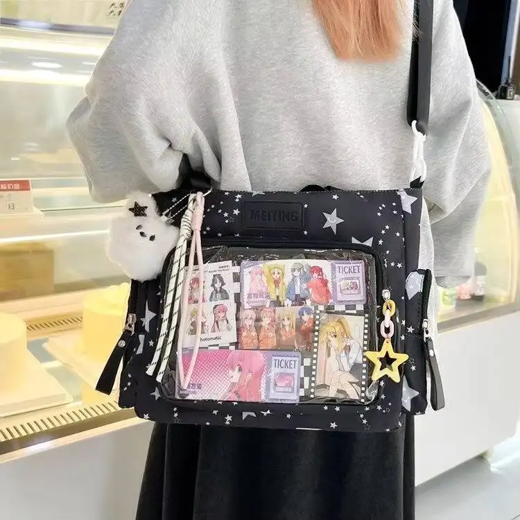 New Y2K Cute Japanese Ita Shoulder Bag Lolita Girls Transparent Tote Bag Large Capacity Crossbody Casual Bag DIY Display Handbag image 3