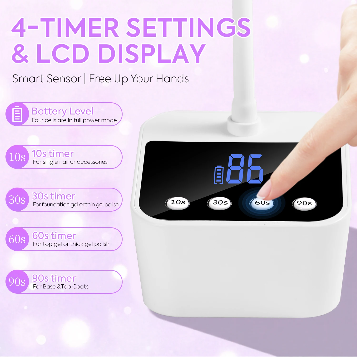Mini UV LED recarregável secador de unhas com detecção automática de controle de toque luz de unhas de secagem rápida 360 °   Lâmpada de unhas de mesa dobrável para salão de beleza