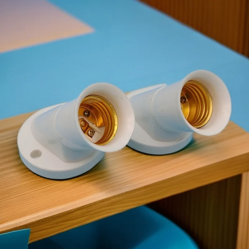 الأبيض E27 قاعدة مصابيح المقبس 45 درجة زاوية المائل المسمار البلاستيك ضوء لمبة قاعدة الجدار مصباح أصحاب محول محول