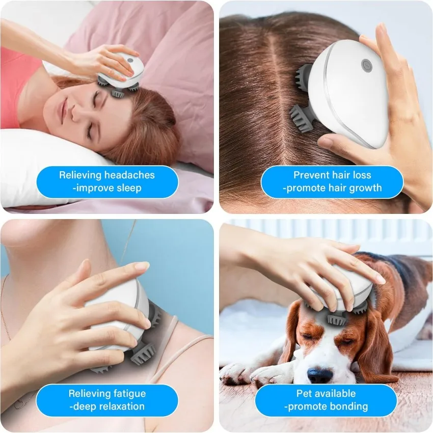 Electric Scalp Massager,Head Massager Scalp Stress Relax,Silicone Scalp Massager,Head Massager For Hair Growth,Head Scratcher