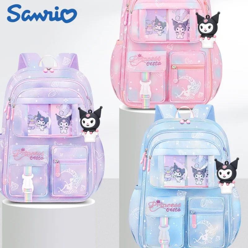 Miniso Sanrio Kuromi Student Backpack Kawaii Reduce Burden Protect Spine Kids Schoolbag Cute Cartoon Light Book Bag Girl Gift