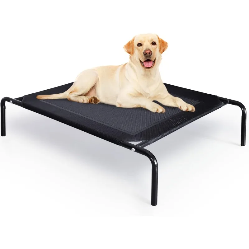 Outdoor Elevated Dog Bed, Raised Dog Cots Beds for Extra Large Medium Small Dogs, Portable Pet Beds with Cooling