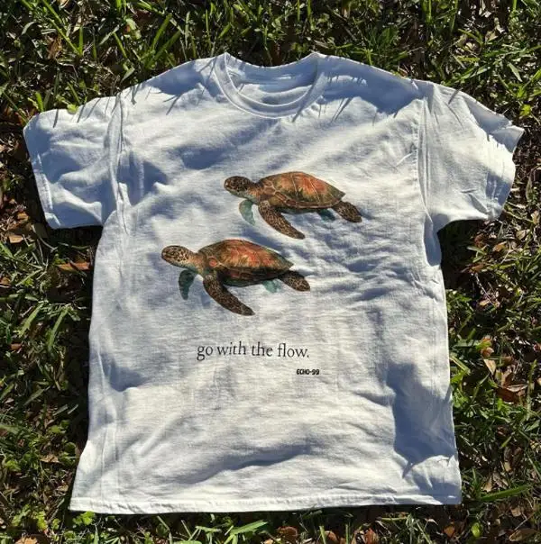 

Go With the Flow Turtle T-Shirt, Turtle Shirt, Animal Tee, Gifts Shirt, Unisex Vintage Graphic Tees Gothic Grunge Y2k Emo Scene