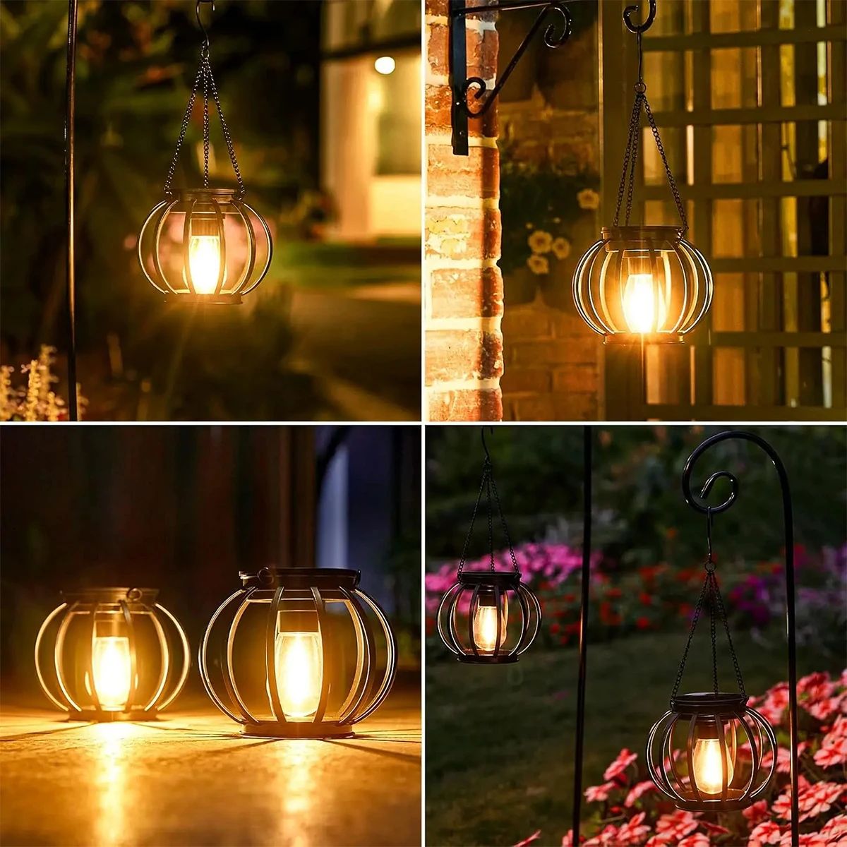 

2pcs Solar lantern lights, retro mesh pendant lights, outdoor gardens, courtyards, balconies, decorative atmosphere lights