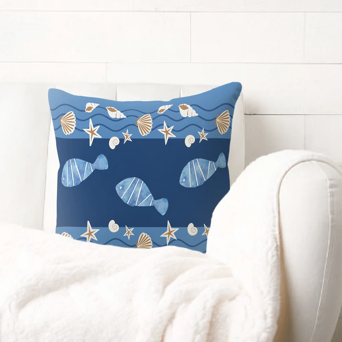 Artistic Mosaic Wave & Star Pattern Polyester Pillow Cover - Stylish Cushion Case for Home Sofa, Bedroom and Living Room Decor