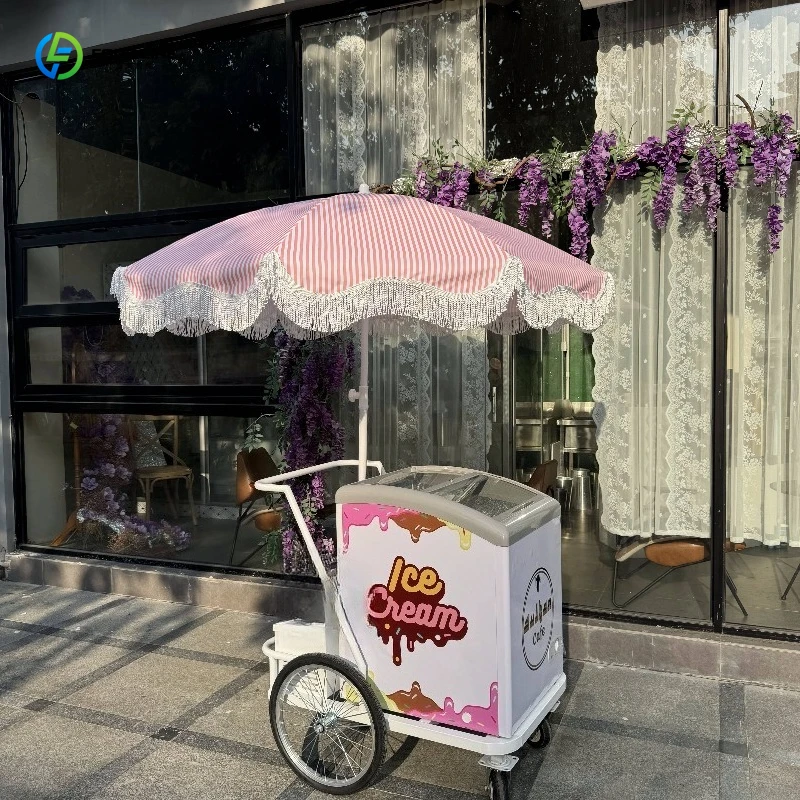 WholesaleCustomized Quick Assembly Refrigerated Ice Cream Cold Drink Candy Sales Cart 220V New Condition