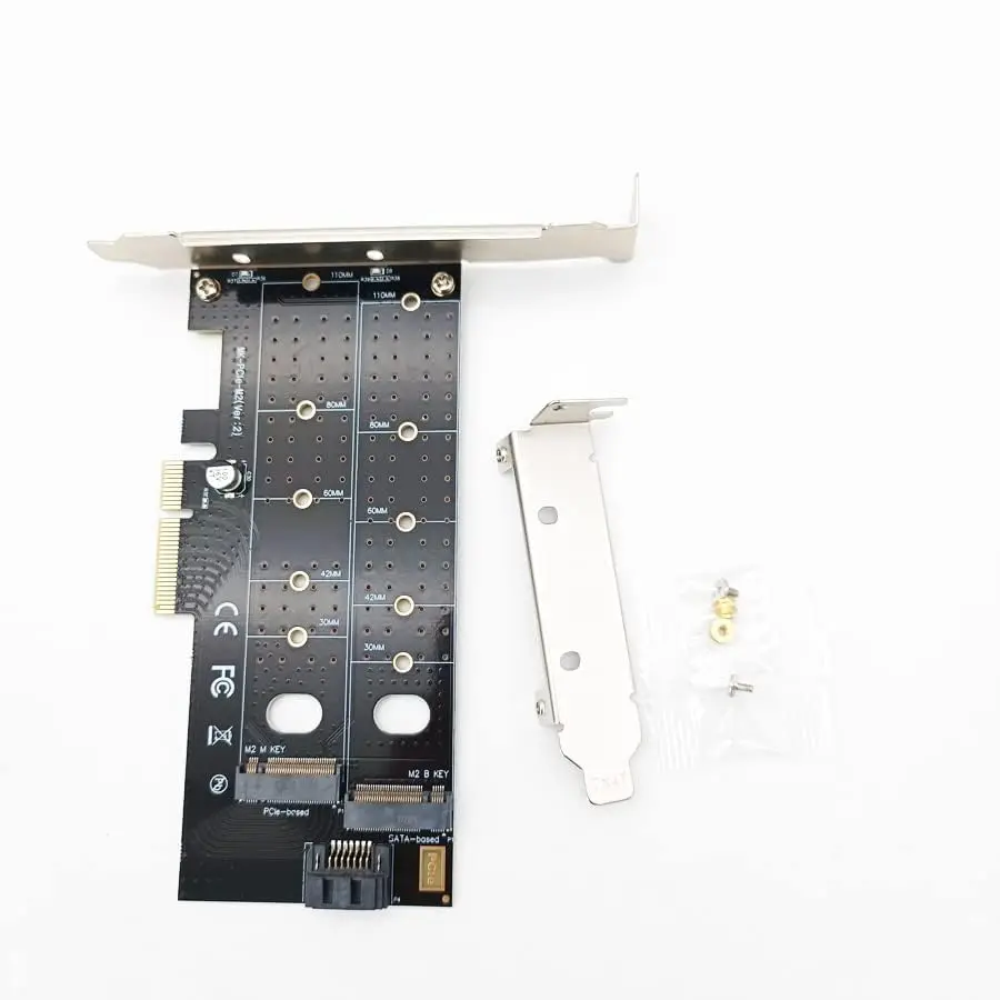

Dual M.2 to PCIe Adapter, M.2 NVMe SSD to PCIe Adapter & NGFF (B+M Key) SSD to SATA Controller Expansion Card