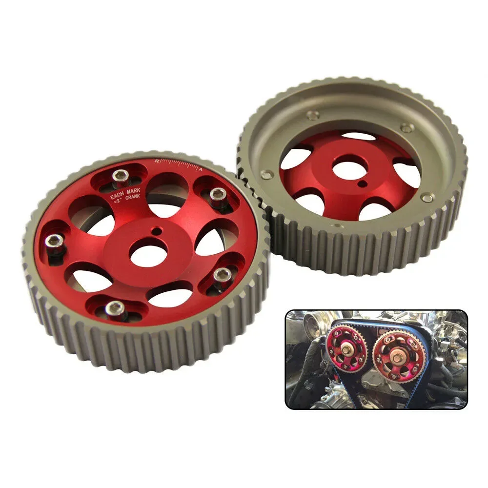 2pcs Aluminum Adjustable Cam Gears Timing Gear Engine Pulley Sprocket Timing Cam Gear Pulley Kit For Toyota Supra 1JZ 2JZ DOHC