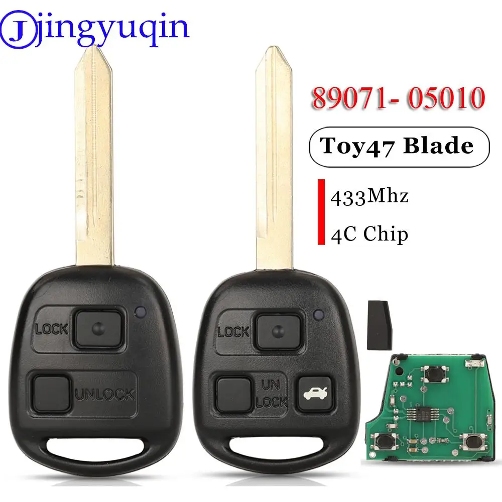 Jingyuqin inteligentny klucz zdalnie sterowanym samochodowym 433MHZ 4C Chip do Toyota Yaris Avensis Corolla Carina itp P/N: 89071-05010 Fob TOY47