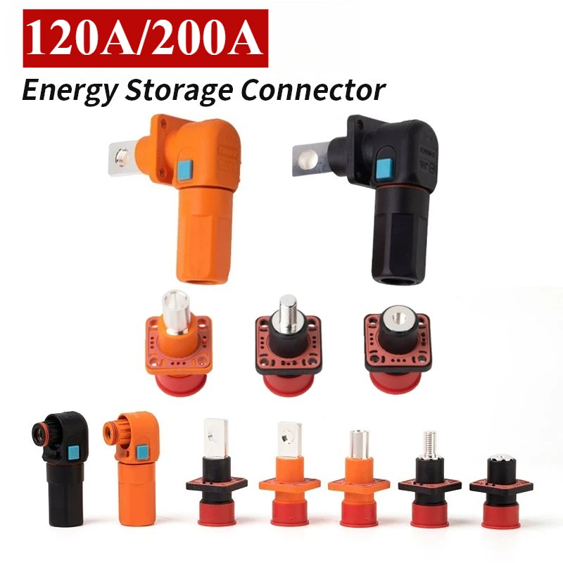 120A 200A Energy Storage Connector High-Current Single Core Through Wall Terminal 10-70mm² Waterproof Lithium Battery Connectors