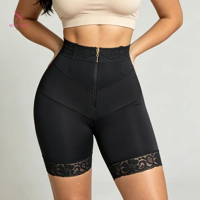 High Waist Body Shaper Shorts Women With Zipper Compression Slimming Underwear Butt Lifting and Tummy Control Panties Shapewear