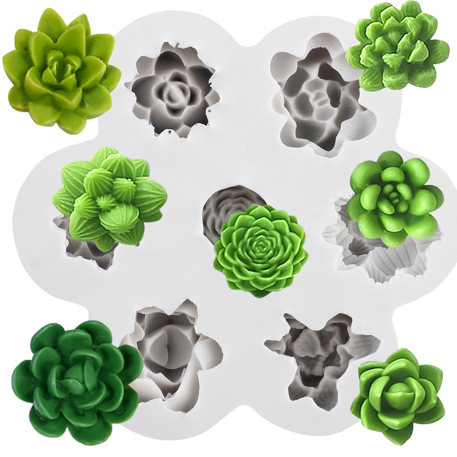 Succulent Silicone Molds Succulent Plants Fondant Cake Decorating Tools Cupcake Topper Candy Sugar Craft Gum Paste Polymer Clay
