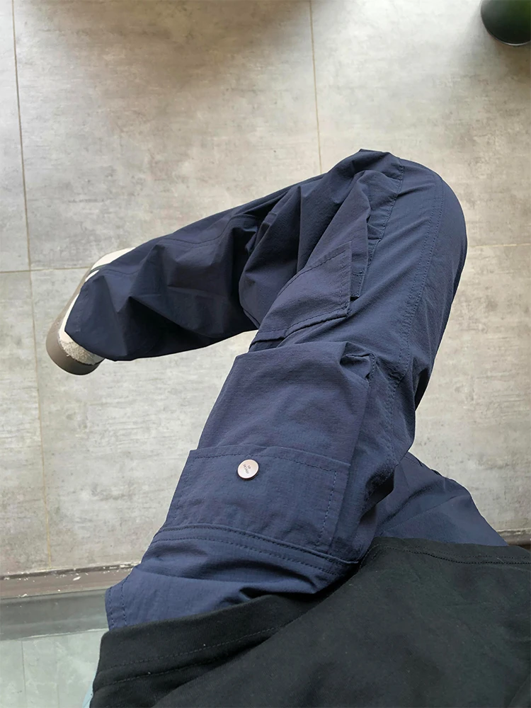 

Мужские рабочие брюки American Sle: свободные, повседневные, прямого кроя, для активного отдыха, с множеством карманов, синие, весенне-осенние