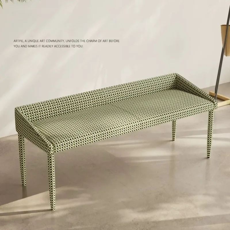 Italian minimalist bedroom bench, simple solid wood avocado sofa dining chair soft backrest