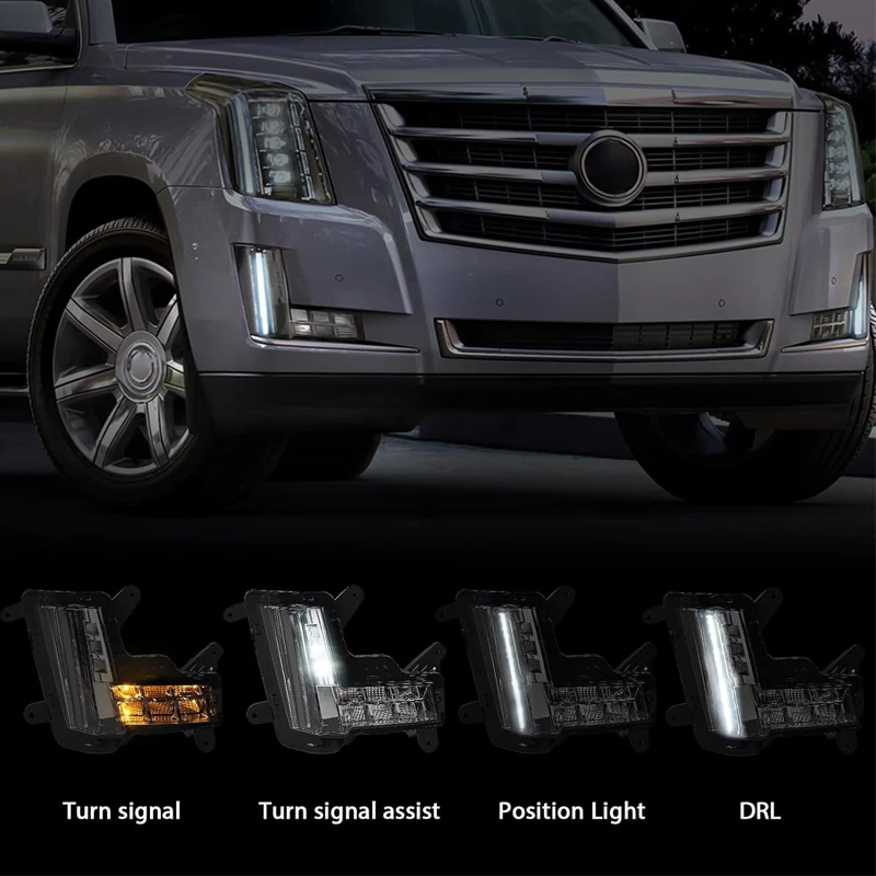 Fog Light w/Crash Brake for Cadillac Escalade ESV 2015-2020 Daytime Running Light w/LED Turn Signal Light DRL Lamp