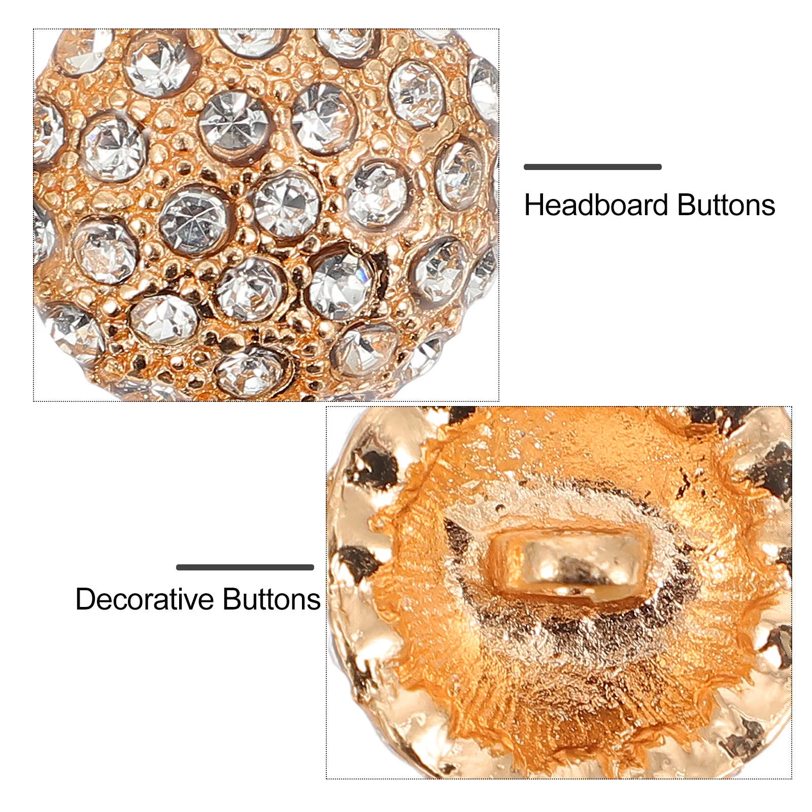 3 Pcs Metal Buttons with Diamonds Headboard Sewing Buckles Crafts Brooch for Alloy Loop