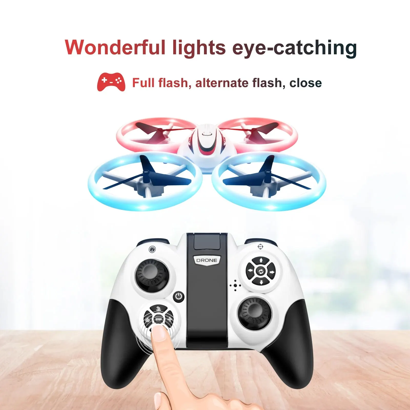 Mini RC Drone com LED intermitente, Quadcopter Profissional, Modo Sem Cabeça, Altura Fixa, UFO Drone Brinquedos para Meninos, Novo