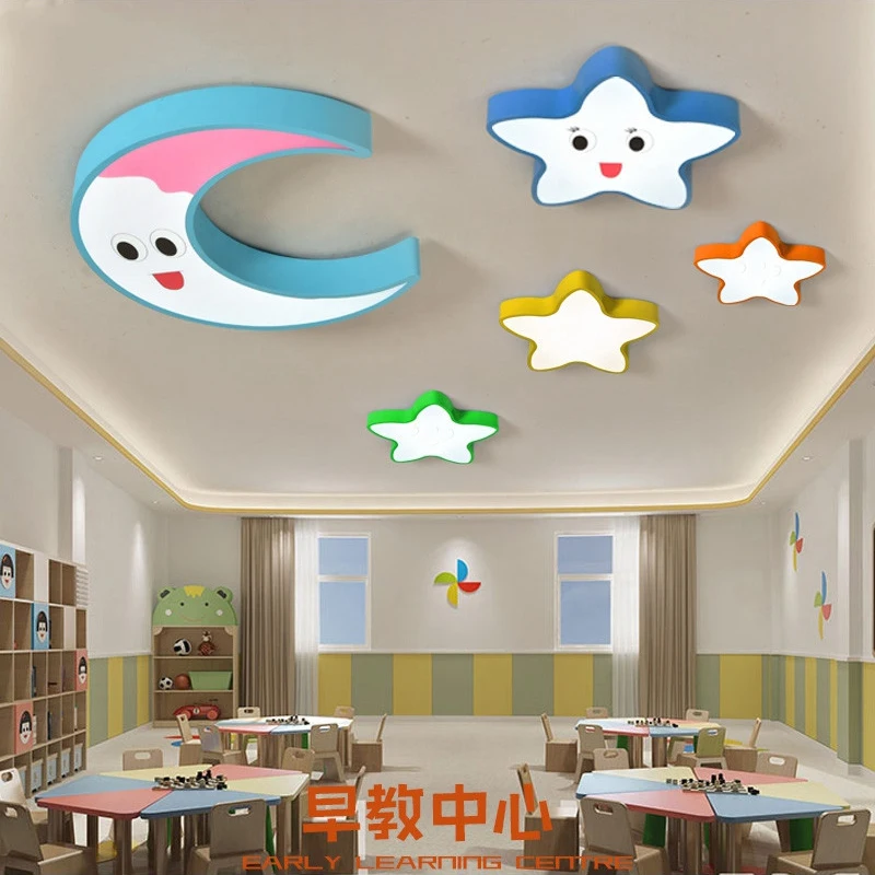 Children's Room Star Ceiling Lamp Creative Kindergarten Classroom LED Lighting Cartoon Cloud Pendant Light Bedroom Hanging Lamps