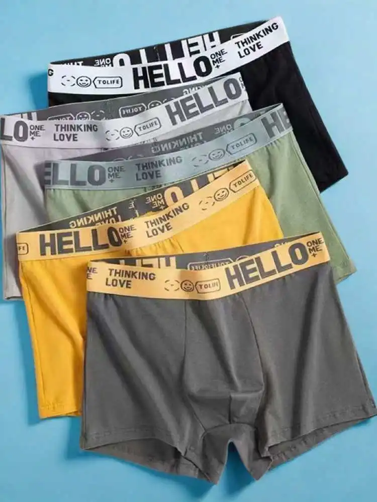 

High Elastic Breathable Large Size Men's Boxer orts Flat Angle Pants Underwear Briefs Student Boys mid Waist Cotton Fabric
