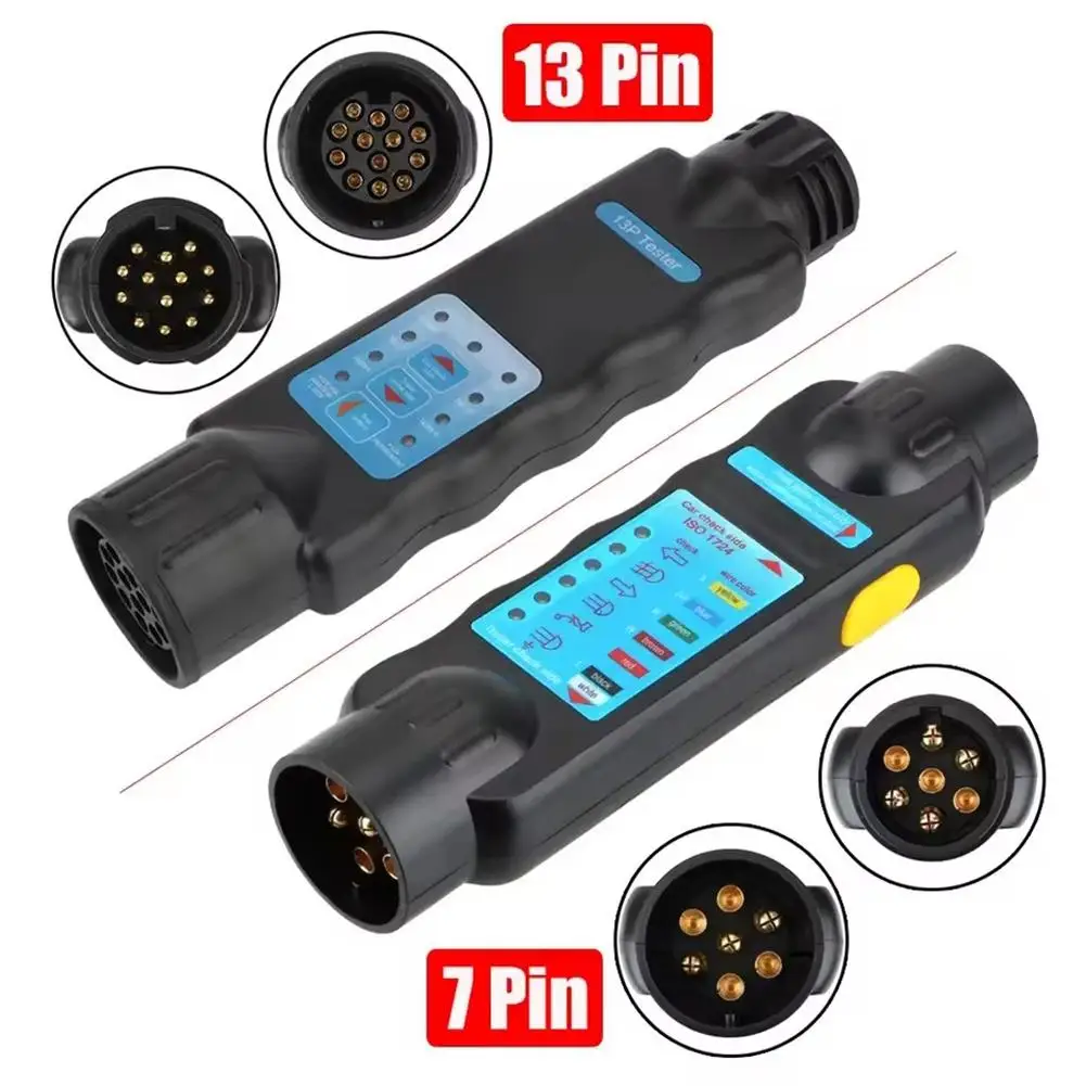 Universal 12V Trailer Tester 7 13 Pin Adapter Diagnostic Test Socket Wiring Plug Tools Light Check Truck Car Accessories X9V6