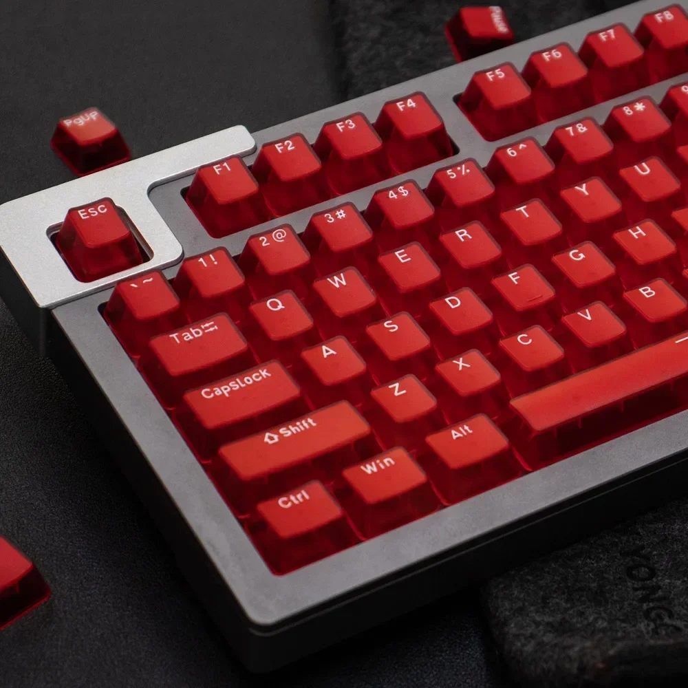 Glacier Black/Red Transparent Keycap 131 Keys OEM Highly Bicolor Injection Molded Transparent Mechanical Keyboard Cap