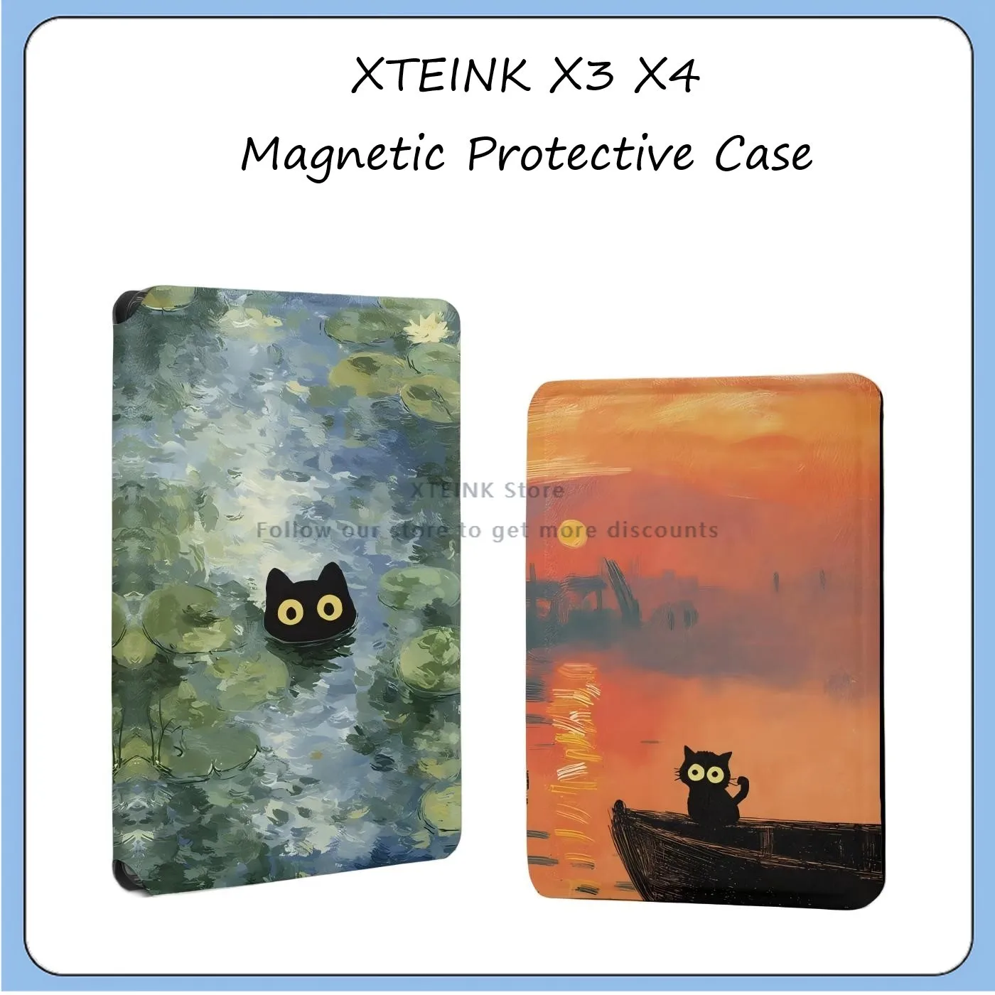 For XTEINK X3 X4 E-Ink Ebook Reader Magnetic Protective Folio Case Clear Transparent TPU Full‑Coverage Protective Cover Gift
