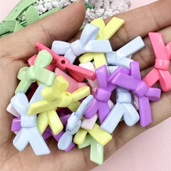50pcs 20.4*34.2mm Colorful Solid Bow Loose Beads For Keychain Jewelry Making DIY Jewelry Accessories