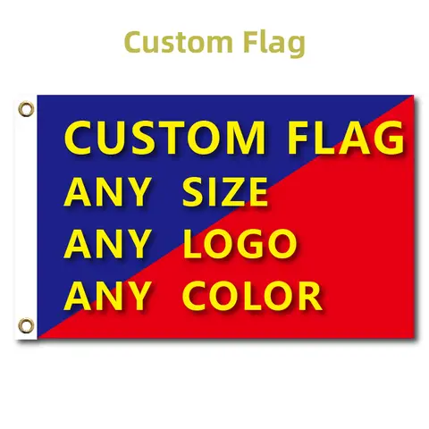 Graphic Custom Printed Flag Polyester Shaft Cover Brass Grommets Free Design Outdoor Advertising Banner Decoration Party Sport
