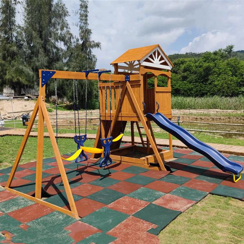 #Outdoor kindergarten wooden slide children's outdoor solid wood swing climbing rock combination large kindergarten slide