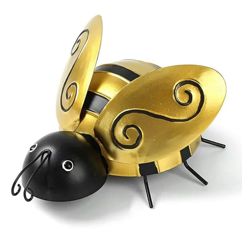 B84B 3-Pack Bumble Bee Metal Wall Art, 3D Bees Wall Sculpture for Home Garden Decor, Rust-Resistant Outdoor Indoor Decoration